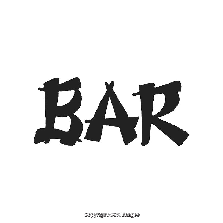 Bold Handwritten Bar Text in Black on White Background