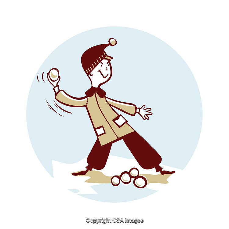 Playful Snowball Fight Illustration of a Happy Child in Winter