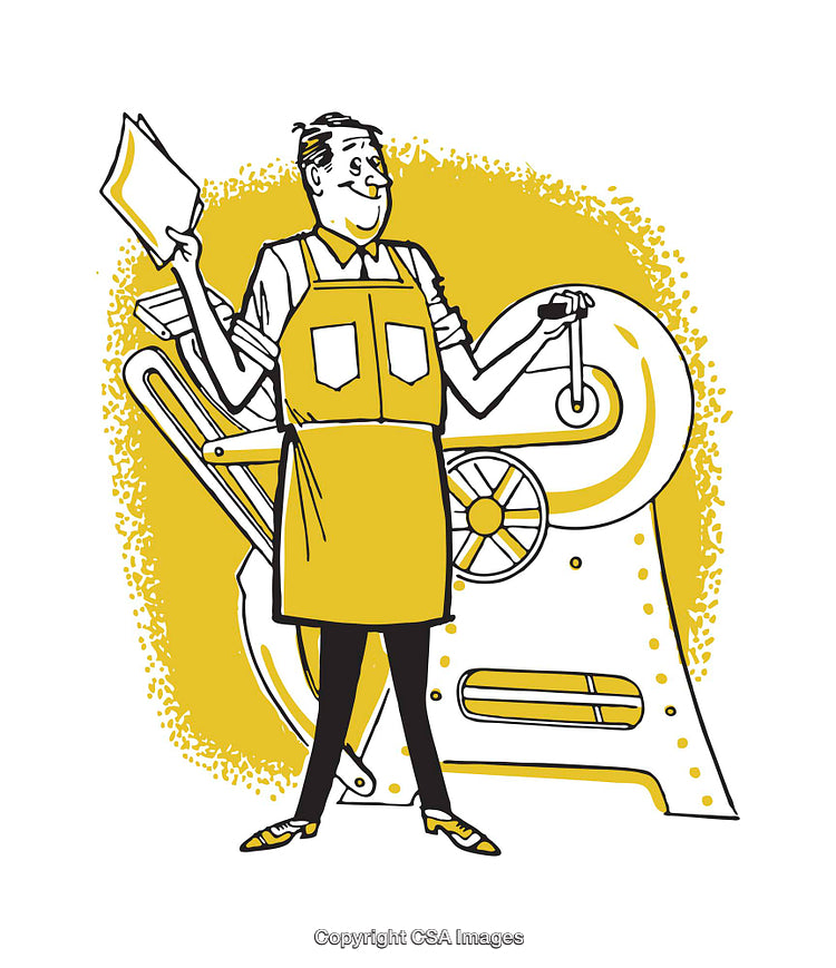Retro-Style Illustration of an Artisan With Vintage Equipment
