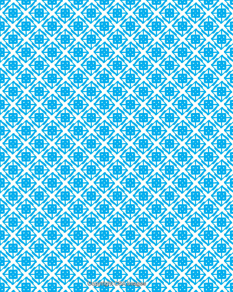 Abstract Blue Geometric Pattern with Interlocking Shapes on White Background