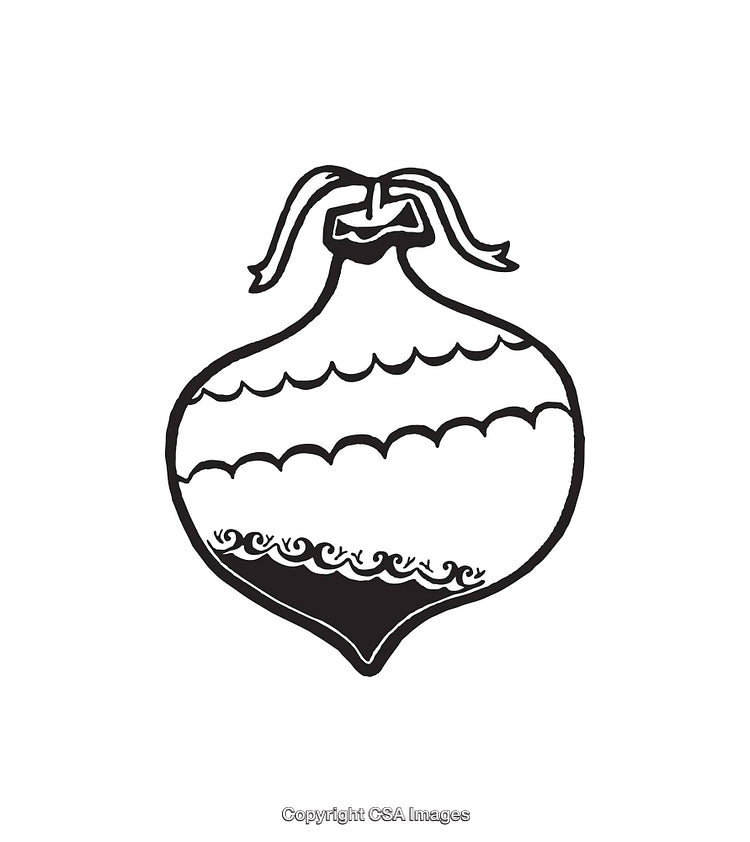 Black And White Line Art Illustration of a Festive Ornament Design
