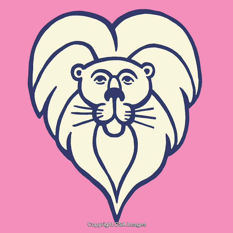 Colorful Line Art of Abstract Lion with Pink Background