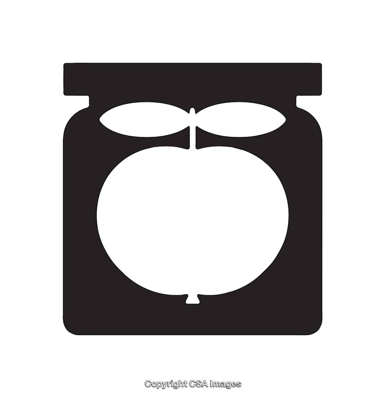 Black and White Icon of Jar with Fruit Design