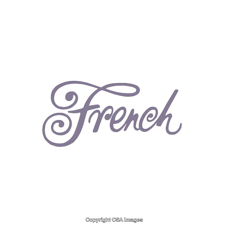 Elegant Purple French Script Text on Minimalist White Background