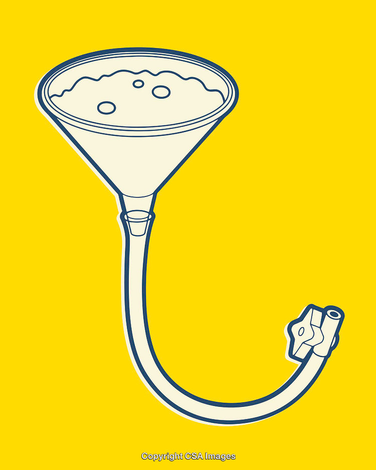 Colorful Line Art Illustration of Funnel with Flexible Tubing