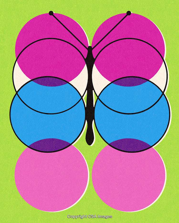 Colorful Abstract Butterfly Art Design With Geometric Shapes on Green Background