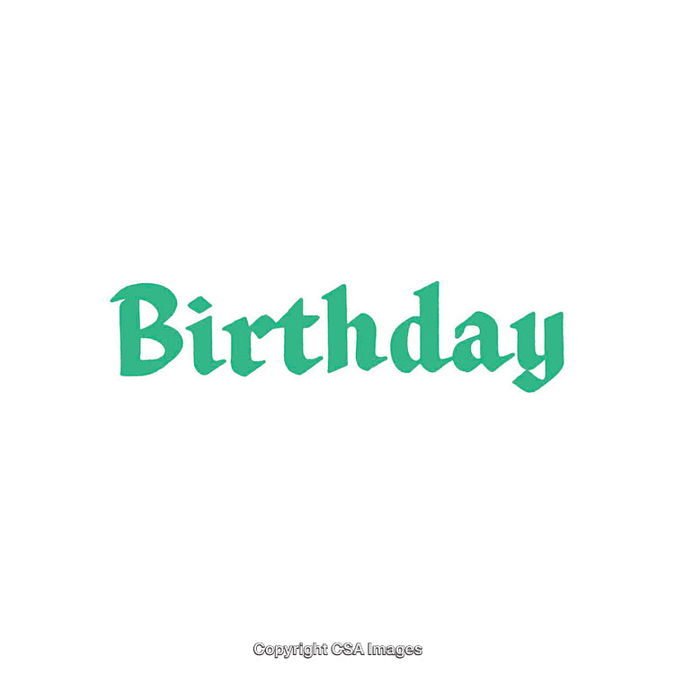 Green 'Birthday' Text on White Background in Simple Font Style