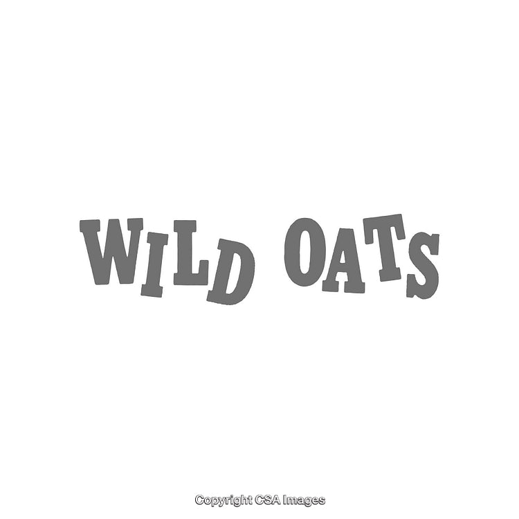 Text Design with Wild Oats Theme in Grey on White Background