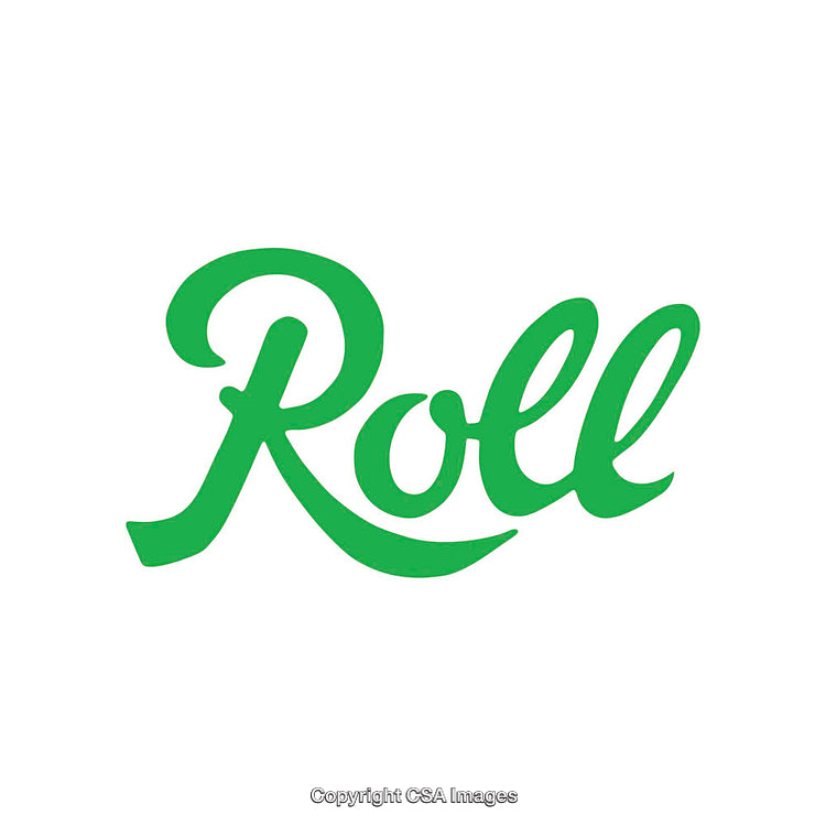 Green Roll Word Art with Minimalist Design on White Background