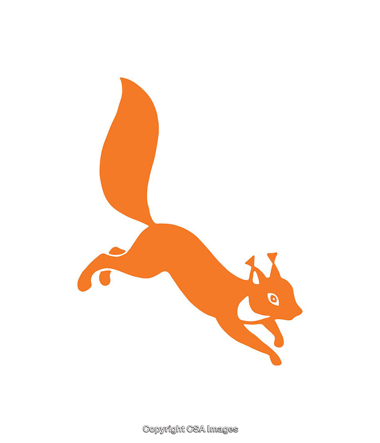 Jumping Squirrel Icon in Vibrant Orange Silhouette
