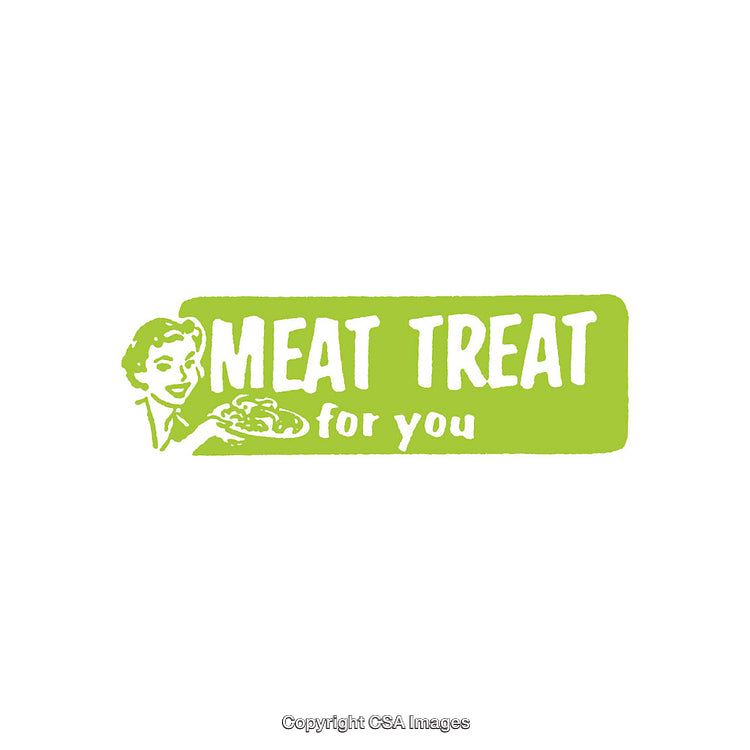 Retro Style Meat Promotion Logo with Classic Green Background