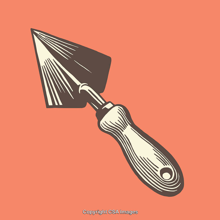 Vintage Line Art Illustration of a Classic Metal Trowel Tool