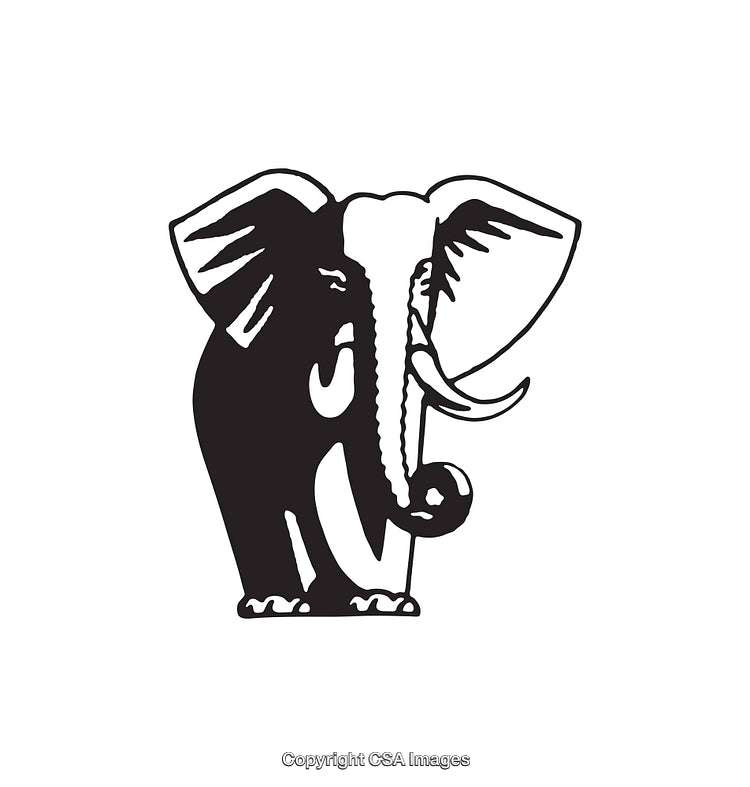 Black and White Line Art Illustration of an Elephant Face