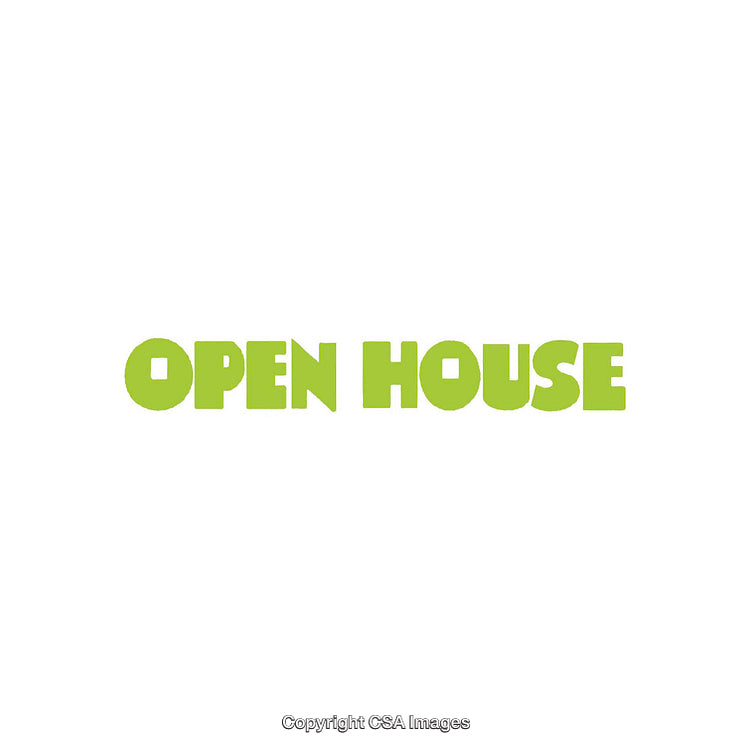 Bold Green Open House Text on White Background