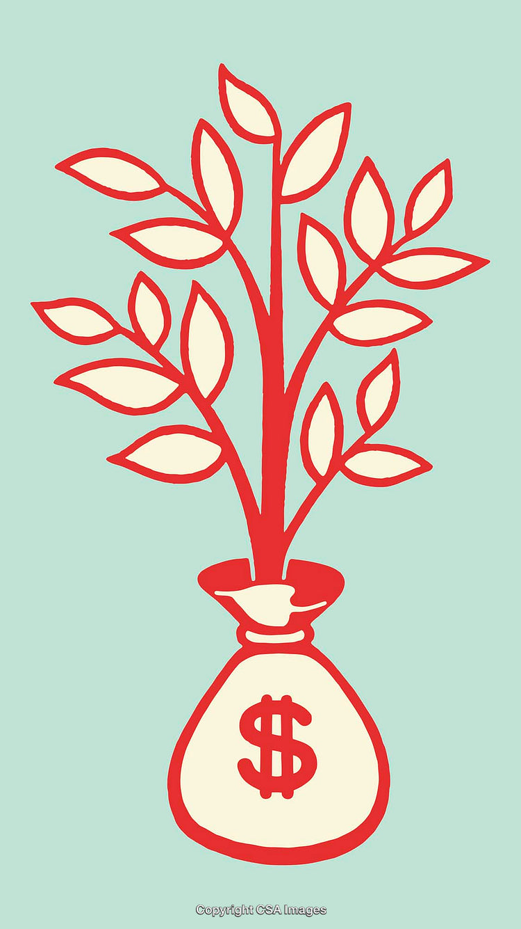 Growth and Investment Concept Illustrated with Money Tree Outline Drawing