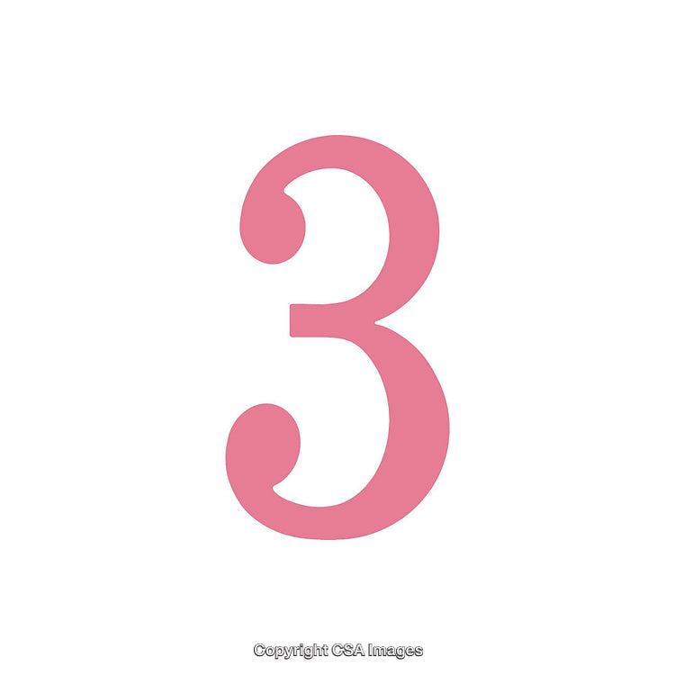 Stylish Pink Number Three on White Background