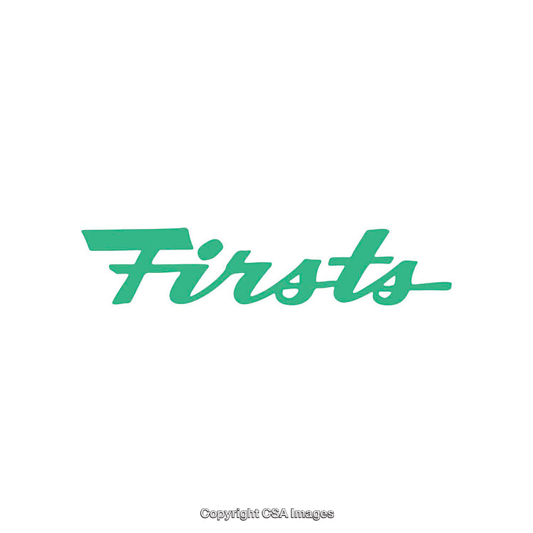 Green Script Text Saying 'Firsts' on a Clean Plain White Background