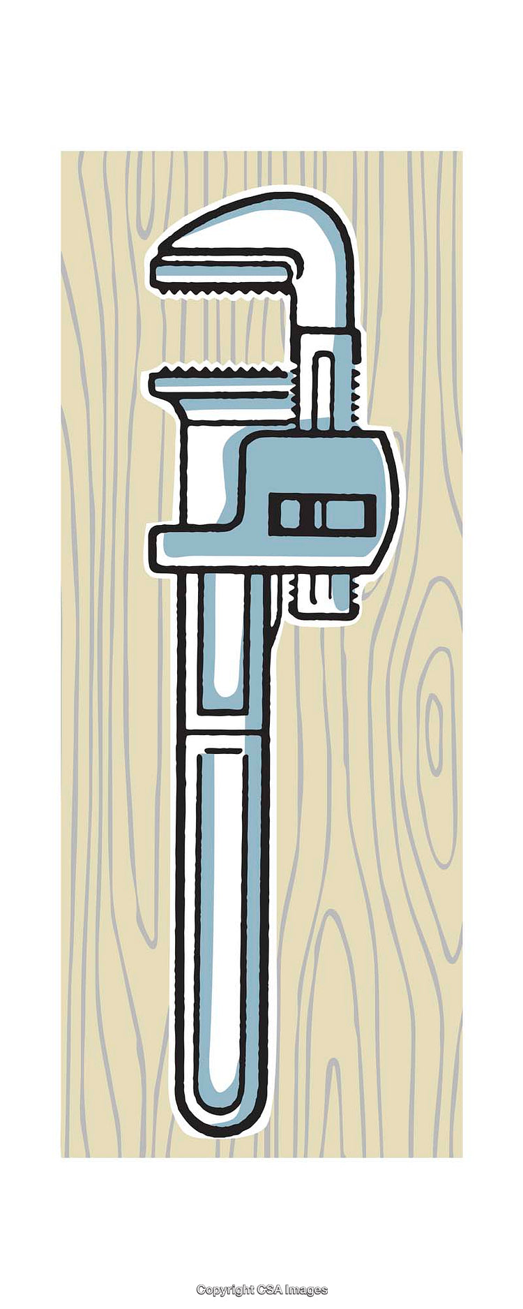 Colorful Illustration of a Wrench on a Wooden Background Design