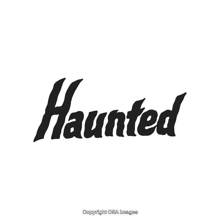 Stylized Text "Haunted" in Black Font with Spooky Atmosphere