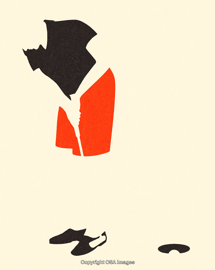 Abstract Minimalist Illustration of a Putter and Golf Elements in Bold Colors