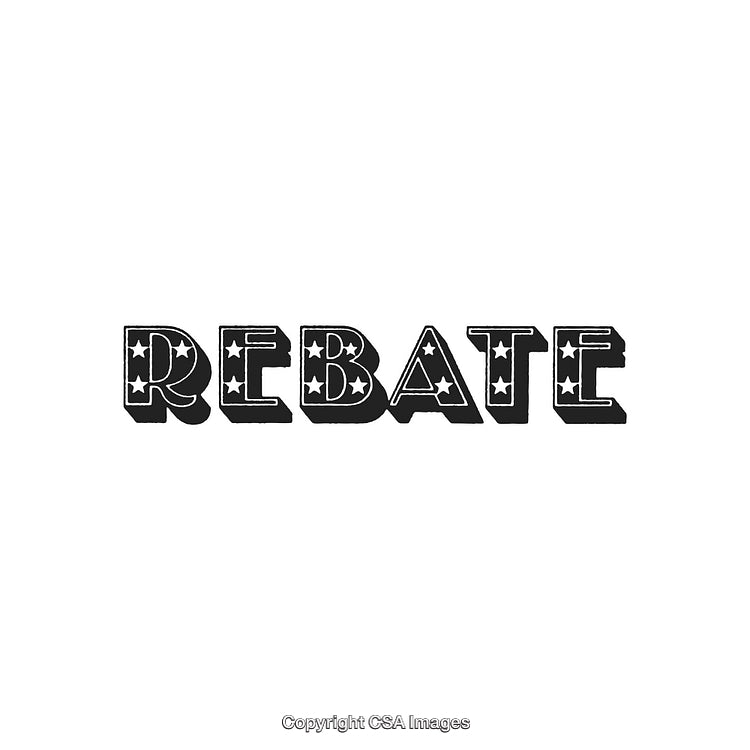 Black Star-Spangled Typography Design Featuring the Word 'Rebate'