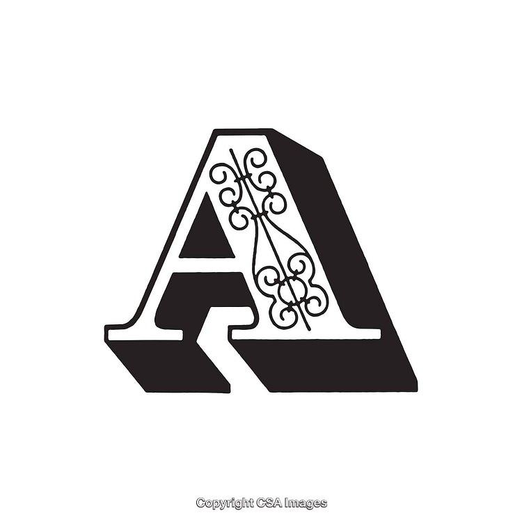 Elegant Illustration of the Letter A with Ornamental Details