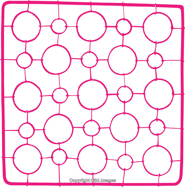 Pink Geometric Pattern with Circles on White Background