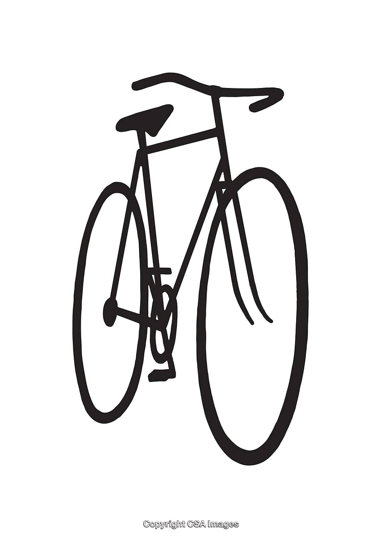 Black and White Minimalist Line Art Illustration of a Bicycle