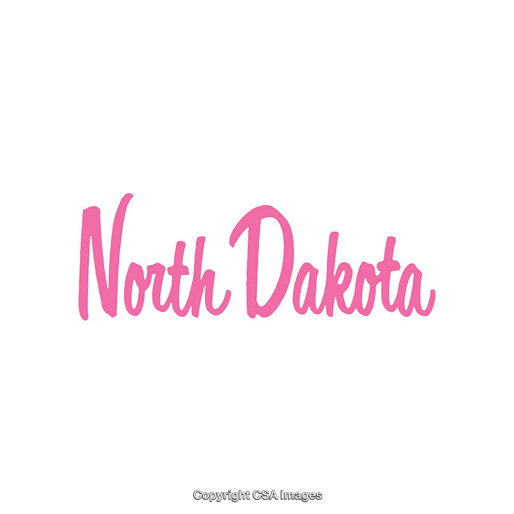 Elegant Pink North Dakota Text on White Background
