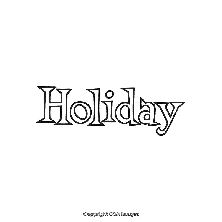 Hand-Drawn 'Holiday' Design Text in Decorative Black Letters on White Background