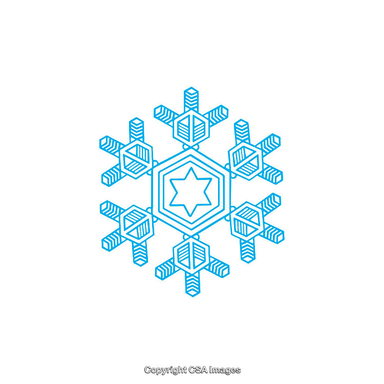 Intricate Blue Geometric Snowflake Design on White Background