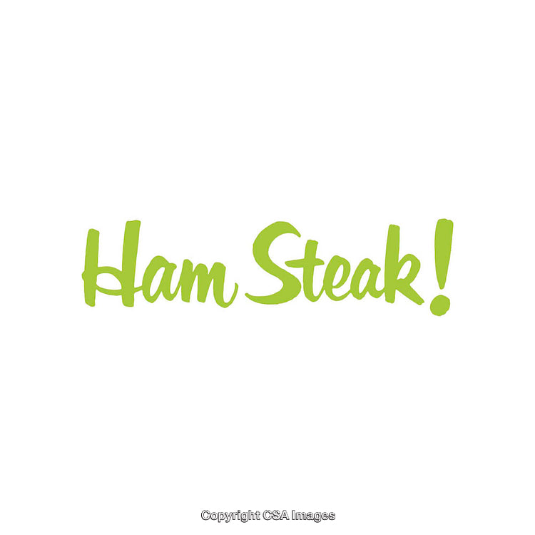 Green Text Ham Steak Highlighted on White Background