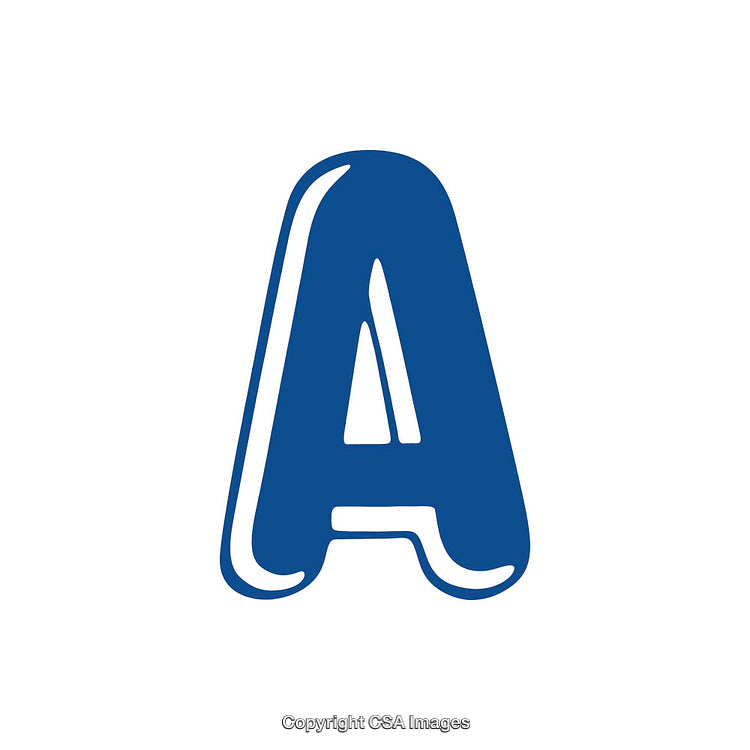 Bold Blue Letter A in Stylish Typography Design