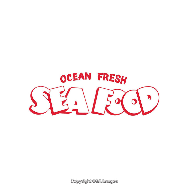 Bold Red 'Sea Food' Typography With Ocean Fresh Styling Design