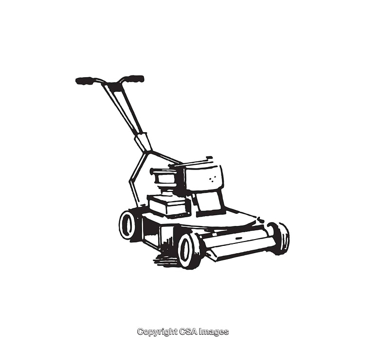 Vintage Black and White Illustration of a Lawn Mower