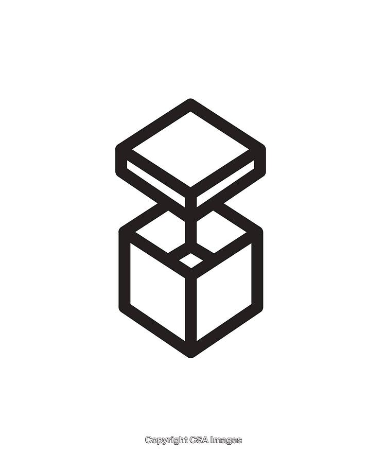 Minimalistic Line Icon of Cubic Structure with Open Lid in Black