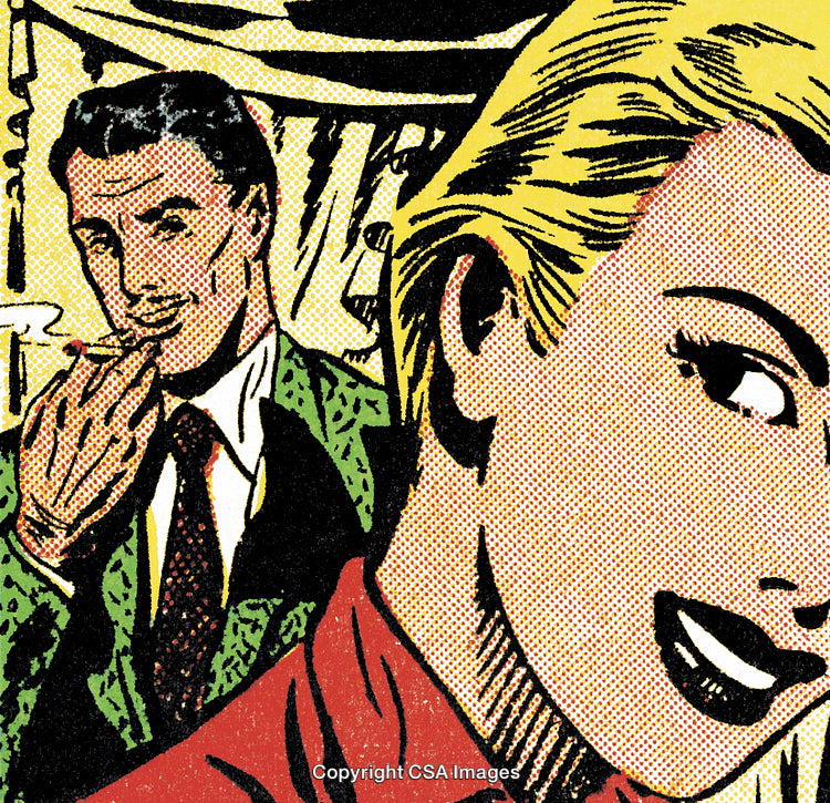 Colorful Comic Style Illustration of Smiling People Featuring Retro Aesthetic