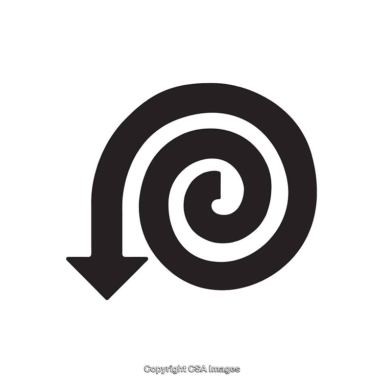 Black Spiral Arrow Icon on White Background