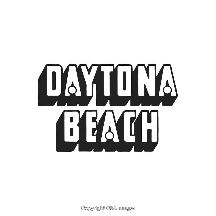 Stylized Daytona Beach Text Design with Retro Block Typography