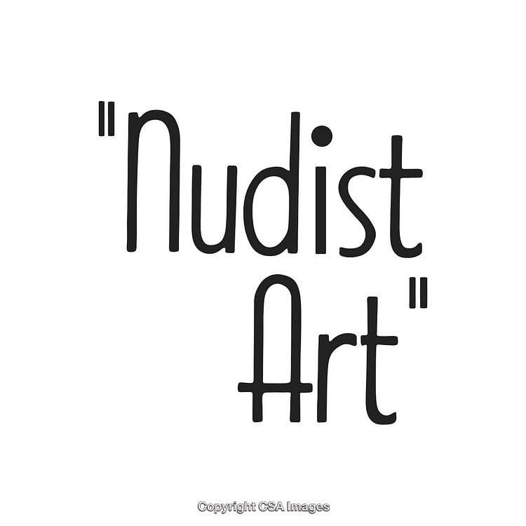 Artistic Illustration Featuring the Words 'Nudist Art' in Bold Typography