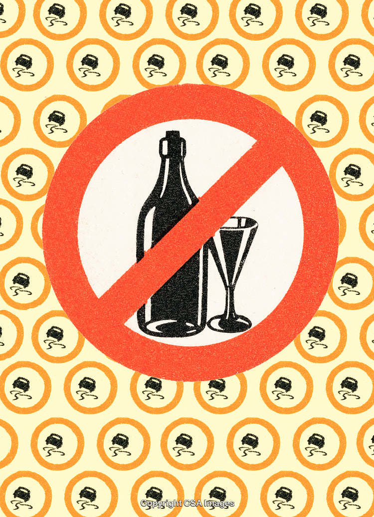 No Alcohol Sign with Pattern Background in Decorative Style