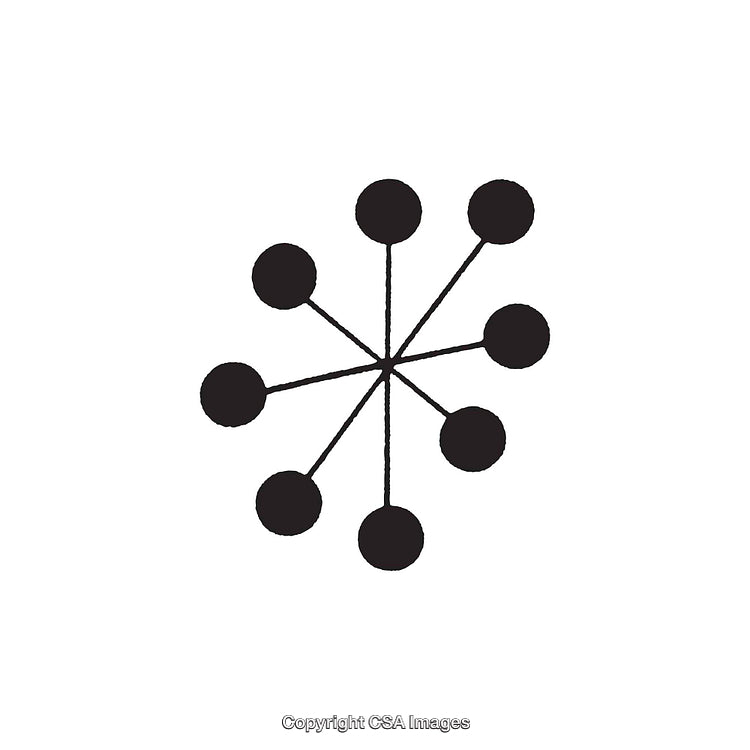 Black and White Abstract Circular Dingbat with Connected Nodes