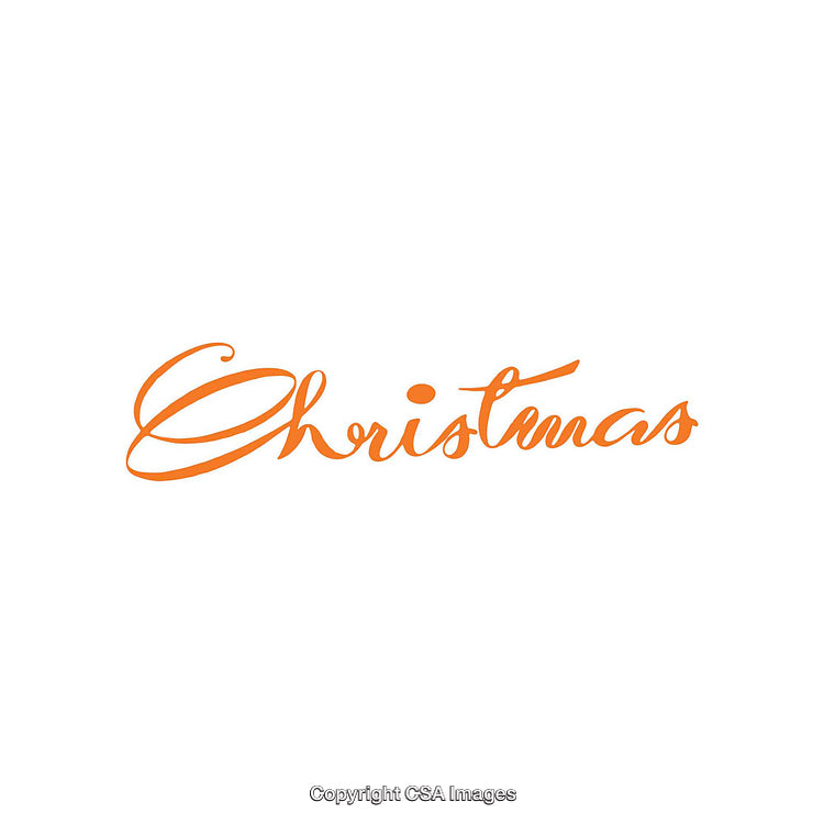 Elegant Orange Calligraphy of the Word Christmas on White Background