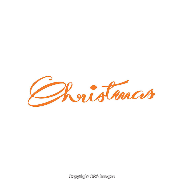 Elegant Orange Calligraphy of the Word Christmas on White Background