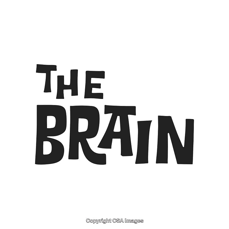 Bold Graphic Text Featuring The Brain in Artistic Typography Style