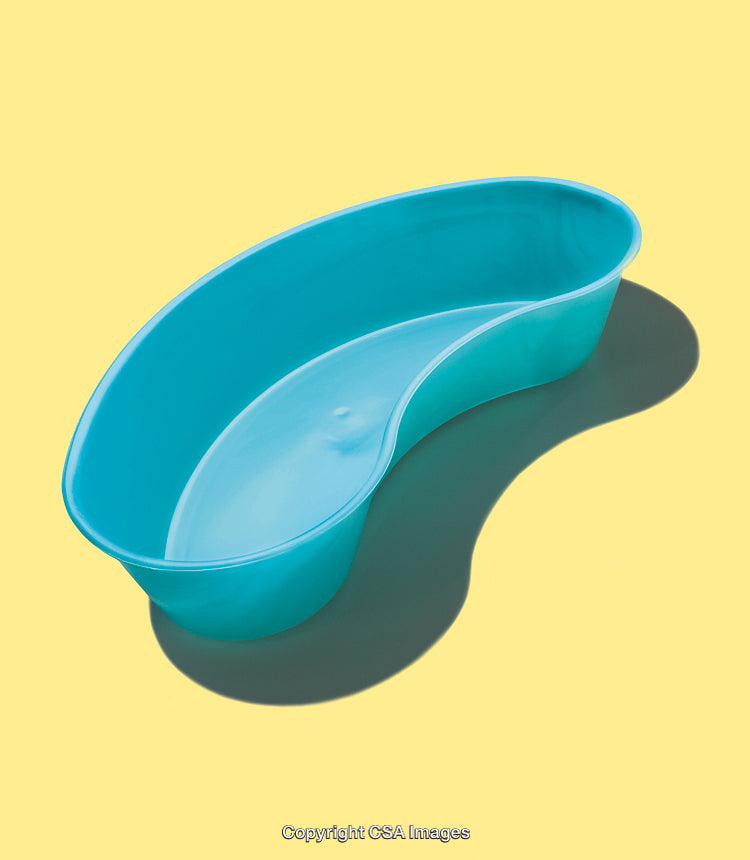 Bright Blue Plastic Dish with Yellow Background - Minimalistic Design