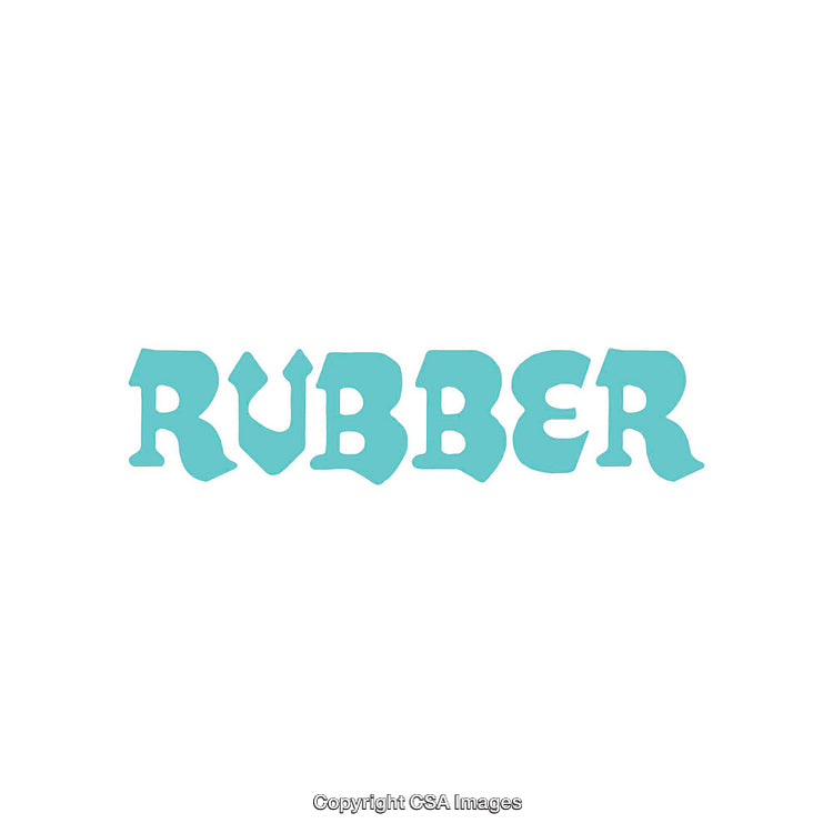 Simple Blue Rubber Word Design on White Background