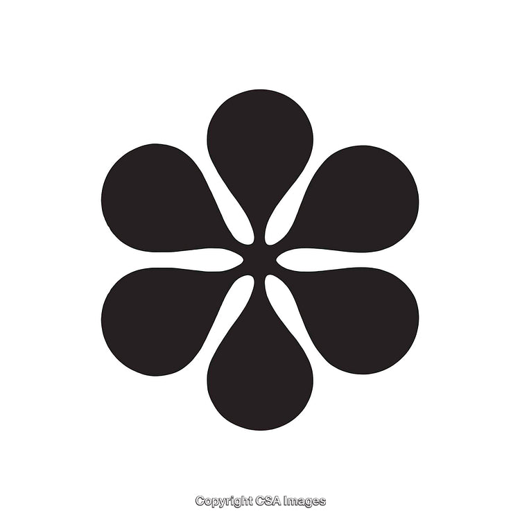 Black and White Retro Dingbat Flower Symbol for Graphic Designs