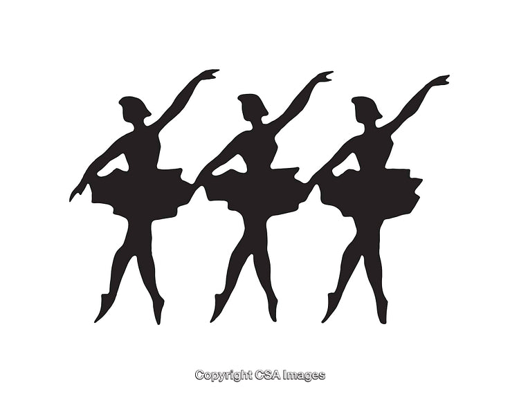 Silhouette of Three Graceful Ballet Dancers in Performance Positions