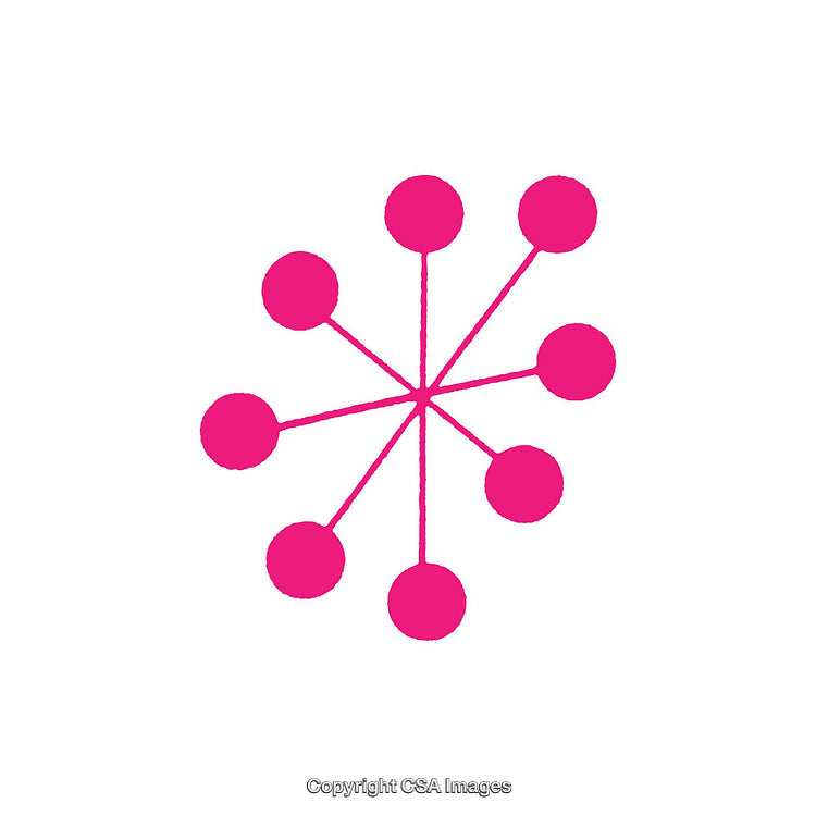 Symbolic Abstract Pink Network Illustration with Connected Circular Nodes